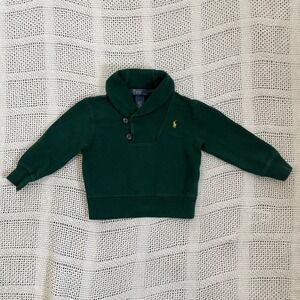 Polo Ralph Lauren Toddler Boys Green Shawl Collar Button Sweatshirt 2T Pullover
